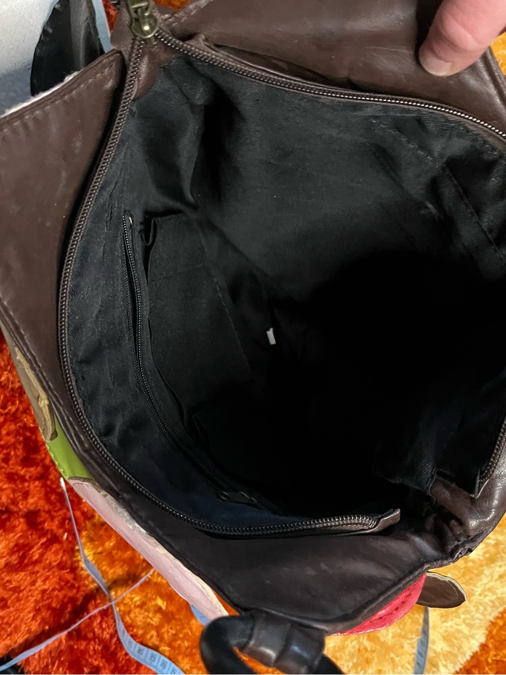 Multicolor Circle Patch Leather Shoulder Bag Y2K - Picture 7 of 9